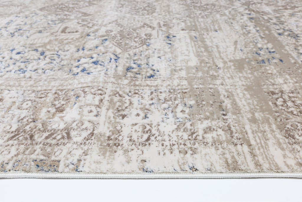 Bohemian Paradise Medallion Beige Blue Rug - 06BBLU – view 3