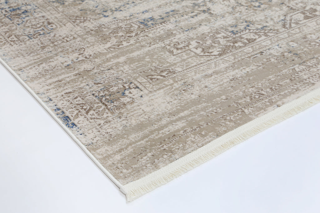 Bohemian Paradise Medallion Beige Blue Rug - 06BBLU – view 5
