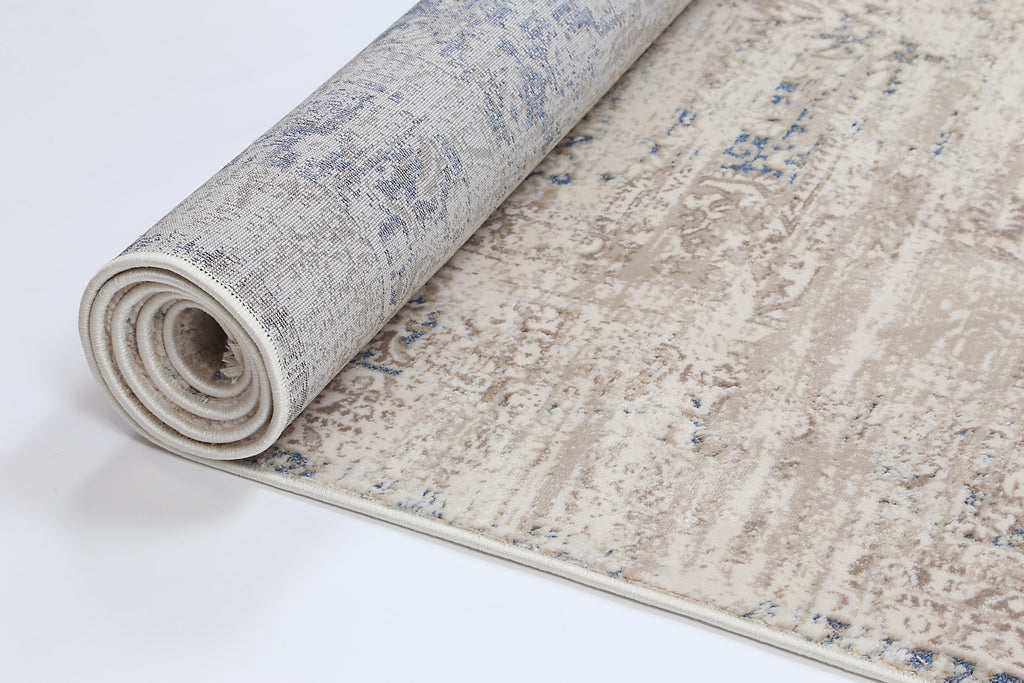 Bohemian Paradise Medallion Beige Blue Rug - 06BBLU – view 4