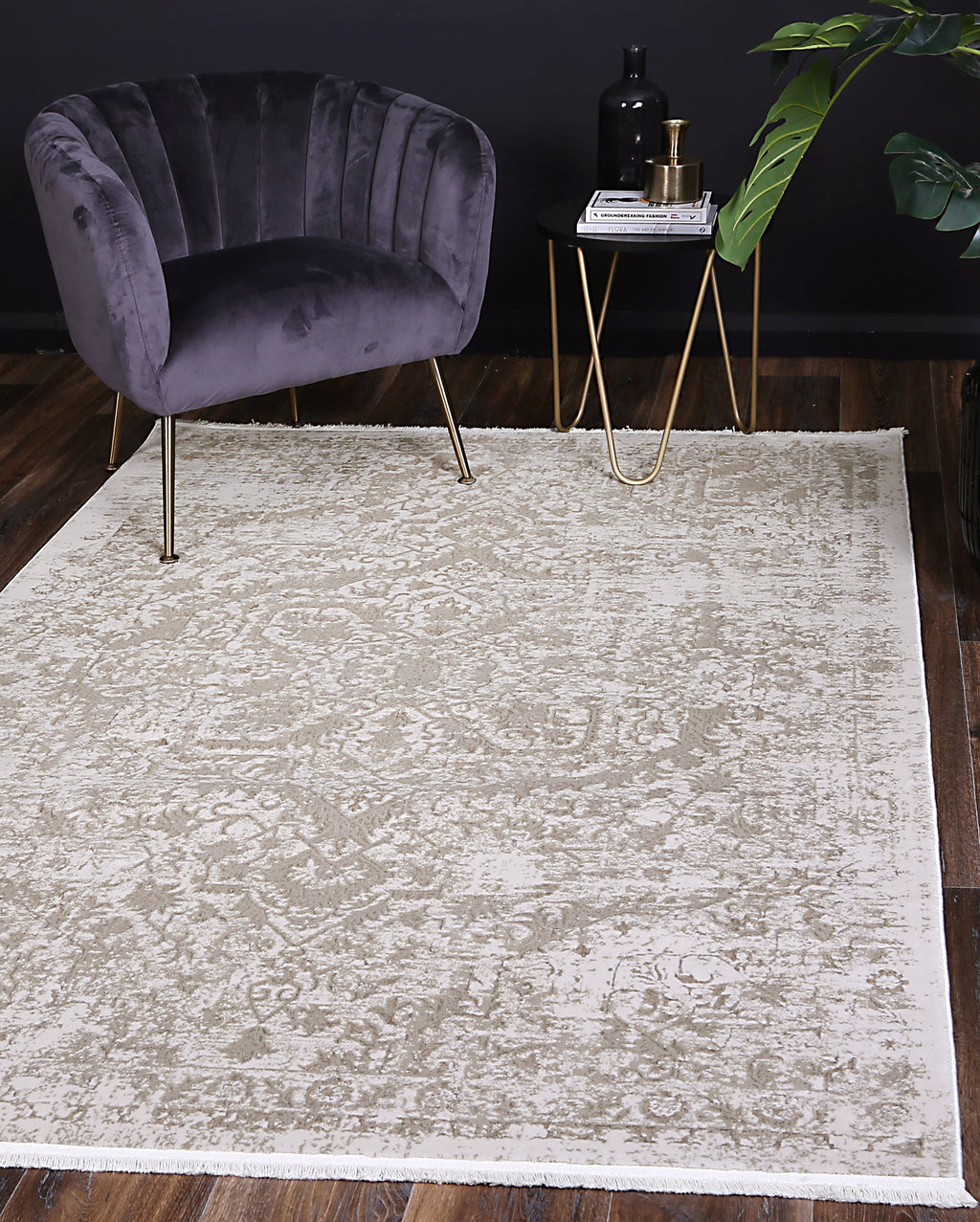 Bohemian Paradise Vintage Beige Rug - 07BEIG styled with furniture