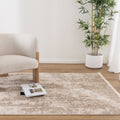 Bohemian Paradise One Modern Beige Rug - 01BEIG styled with furniture