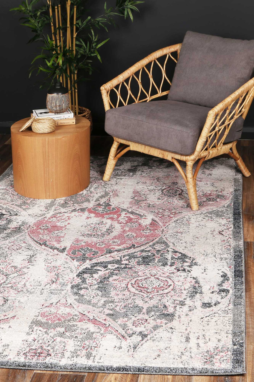 Bristol Lantern Rose Rug - BRIS7 styled with furniture