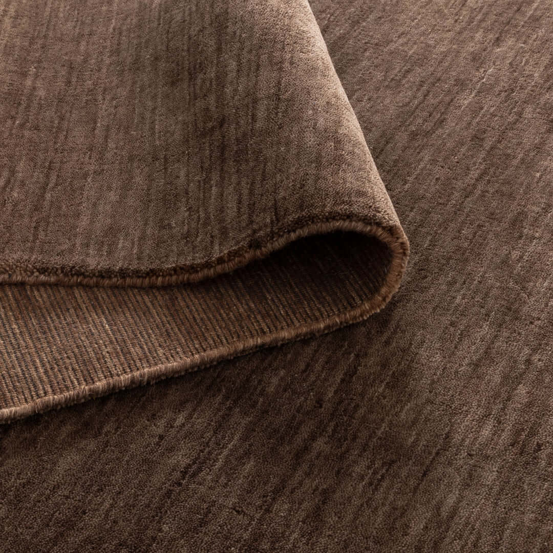 Charleston Brown hand-knotted wool blend rug - detail