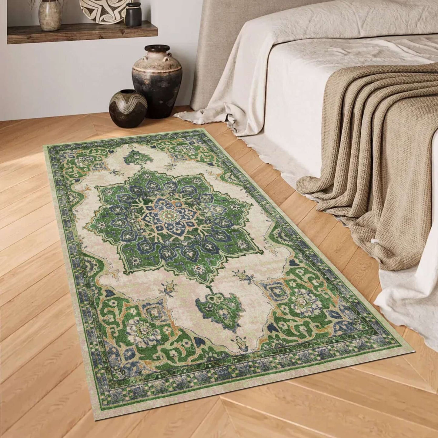 Persian Medallion-Inspired Rug with Elegant Green Tones Bring elegance and refinement to your living space with the BY-BS-195 Persian Medallion-Inspired Rug. Featuring a sophisticated central medallion pattern, this rug is designed with intricate floral m