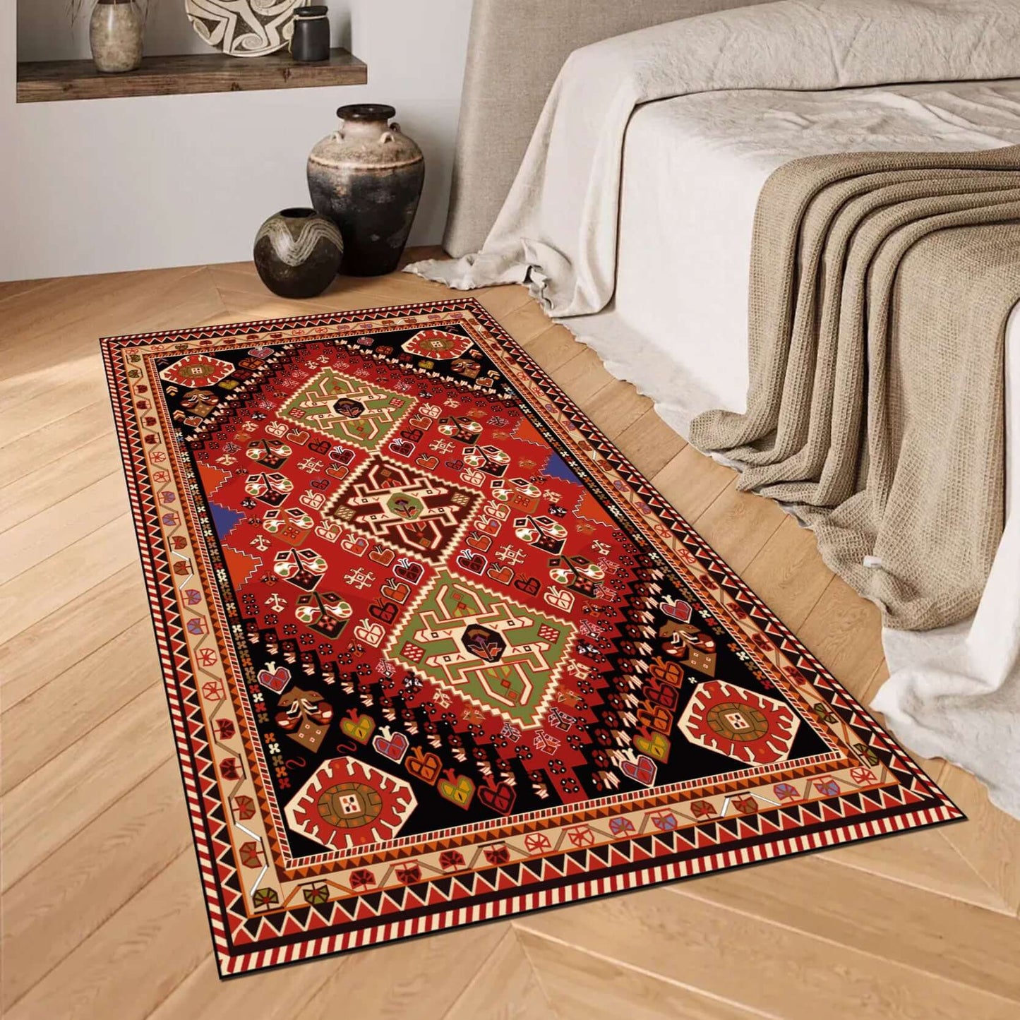 Traditional Red & Multi-Colored Tribal Medallion Rug Add a touch of tradition and vibrancy to your home with the BY-BS-59 Traditional Red & Multi-Colored Rug, showcasing a bold tribal medallion design. The central motif, inspired by classic tribal pattern