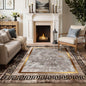 Modern Luxury Greek Border Rug Elevate your space with the BY-DLS-230 Modern Luxury Greek Border Rug. This contemporary masterpiece features a striking Greek key border and an abstract sunburst design in neutral tones, accented by gold highlights. Perfect