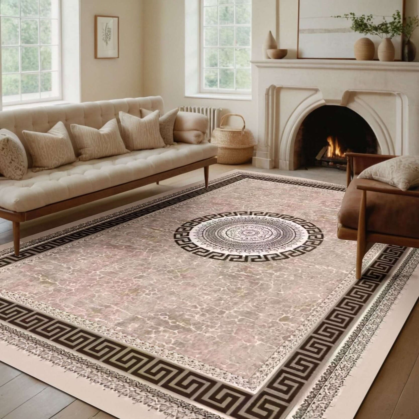 Greek Medallion Rug – Timeless Elegance for Your Home Product Code: BY-DLS-272 Description: Bring a touch of classic style to your home with the BY-DLS-272 Greek Medallion Rug. Featuring an intricate medallion centerpiece with a Greek key border, this rug