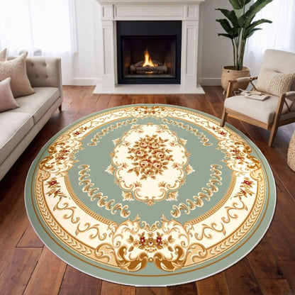 Elegant Floral Accent Rug – Classic Green & Cream Design Transform your space with the Elegant Floral Accent Rug BY-OS184, an affordable solution to elevate your home décor. Featuring a classic floral medallion pattern and ornate detailing, this rug offer