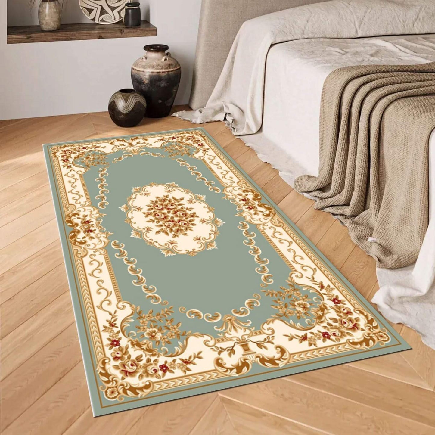 Elegant Floral Accent Rug – Classic Green & Cream Design Transform your space with the Elegant Floral Accent Rug BY-OS184, an affordable solution to elevate your home décor. Featuring a classic floral medallion pattern and ornate detailing, this rug offer