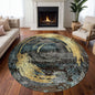 Modern Swirl Elegance Rug Transform your interior space with the captivating BY-XD-1471 Modern Swirl Elegance Rug. Designed to evoke a sense of modern artistry, this rug features a dynamic circular swirl pattern in rich blue and gold hues. Its abstract de