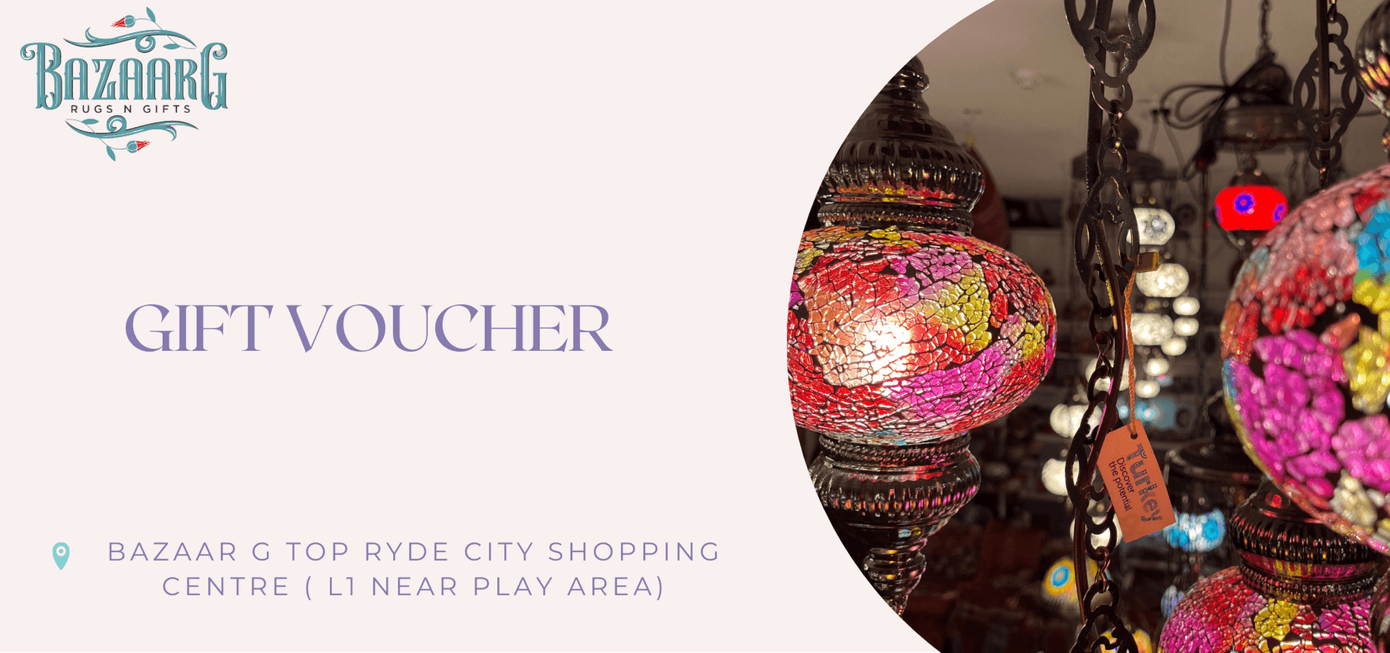 Bazaar G Rugs N Gifts Gift Voucher-This voucher entitles you to a voucher at Bazaar G Rugs N Gifts at Top Ryde City Shopping Centre You can buy and send Bazaar G digital gift cards today for shop online or in-store. Use in-store & online-Bazaar G Rugs N G