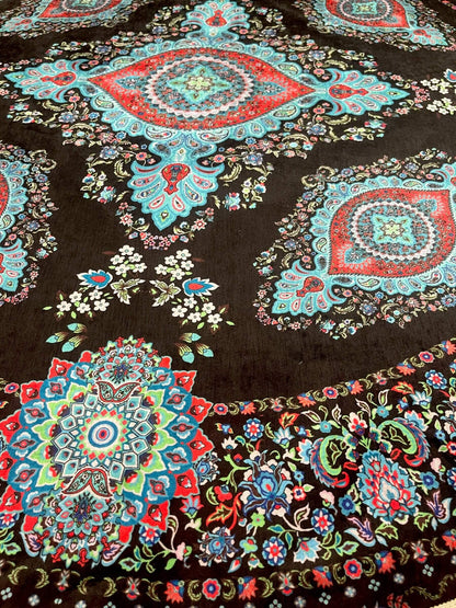 Round Turkish Rugs Colourful- Black-Blue