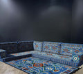 Blue Serenity Arabian Majlis L-Shape Sofa Set