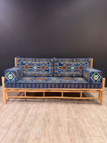 Blue Serenity Arabic Seating Sofa | Handmade Bamboo 70x190cm Cushion