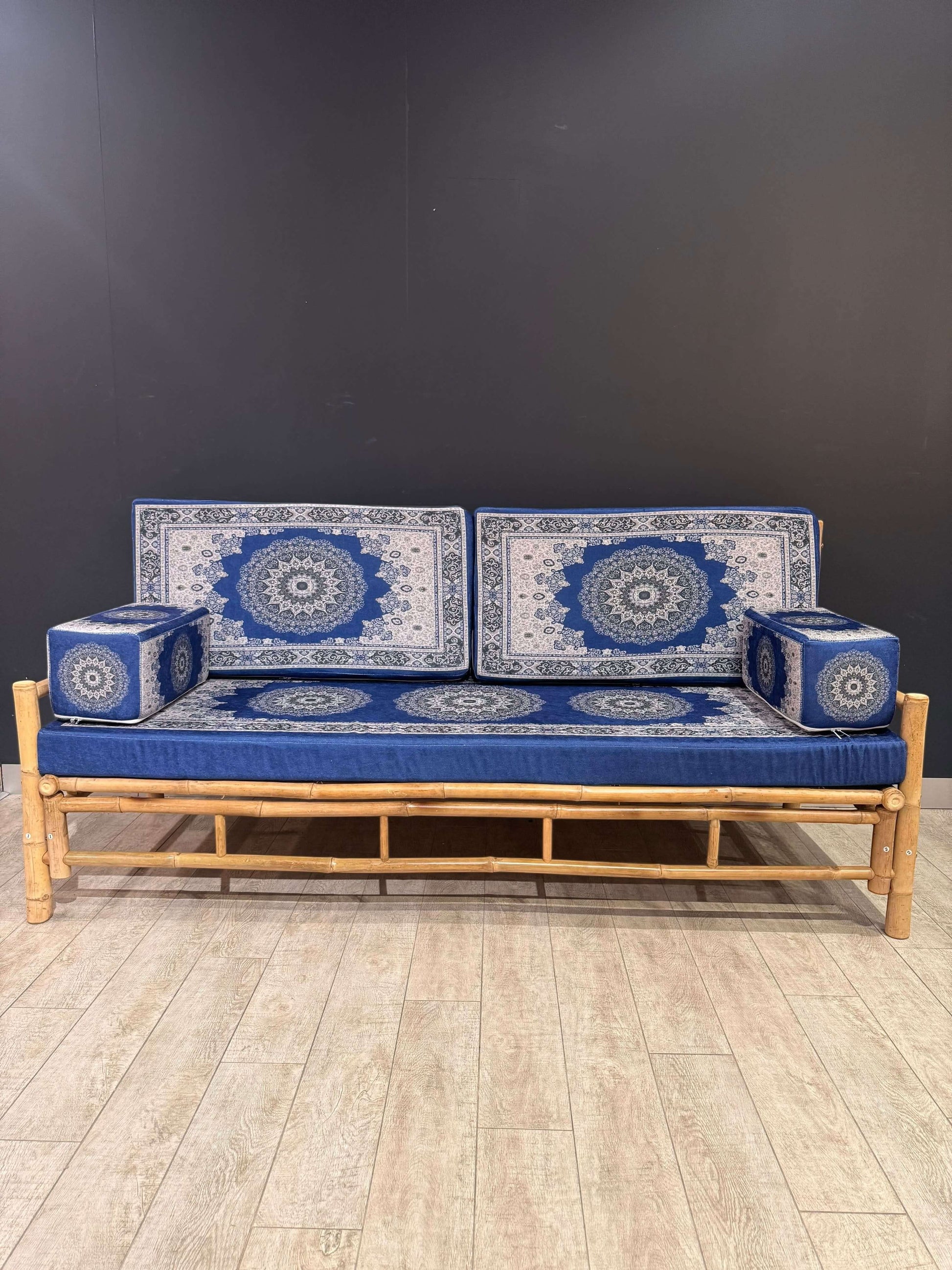Blue Star Heritage Arabic Seating Sofa | Handmade Bamboo with 70x190cm Cushion