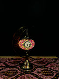 Blush Radiance Turkish Mosaic Lamp - Crescent Moon Design
