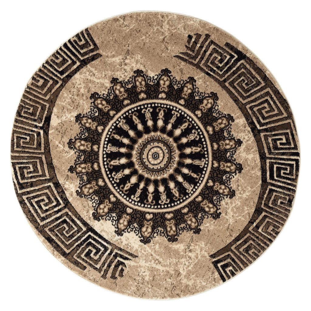 Boston 6447 Brown Round Rug lifestyle view