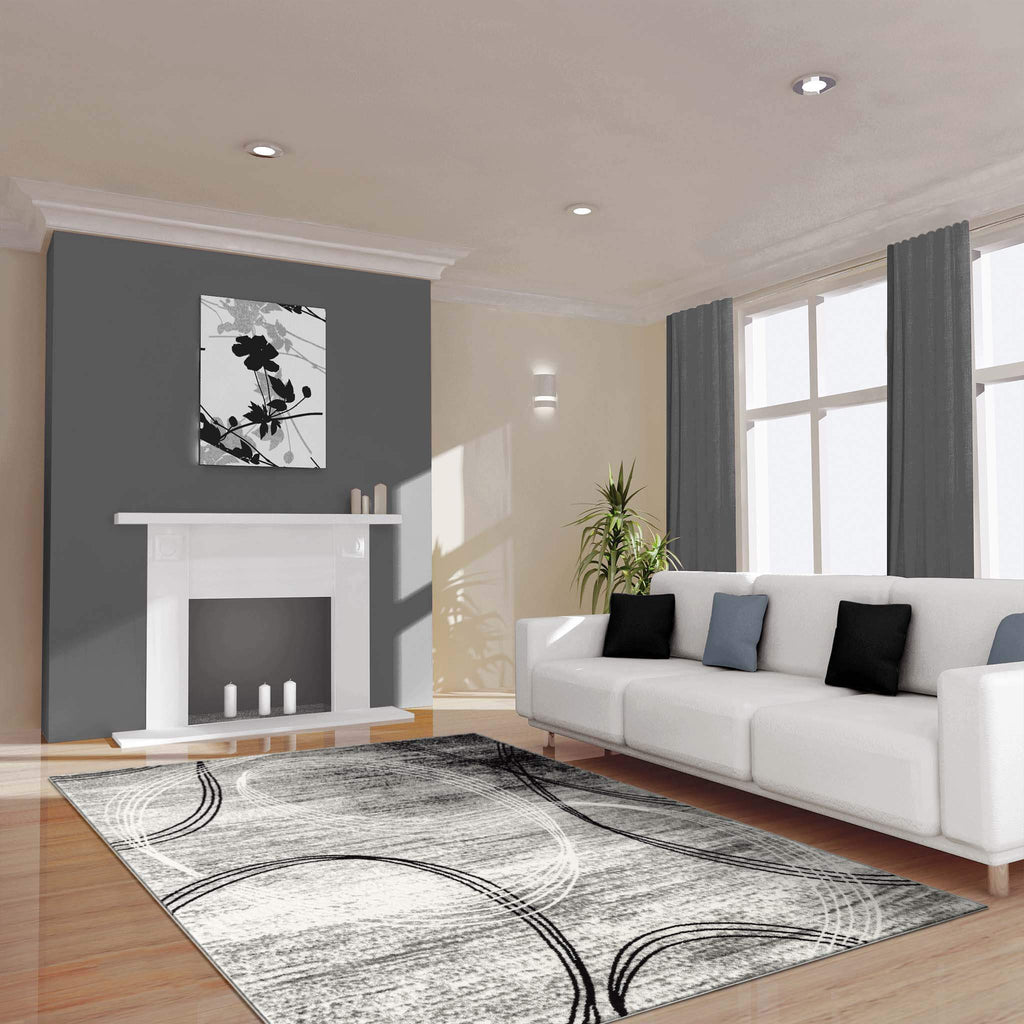 Boston 6687 Lt Grey Turkish Rug lifestyle view