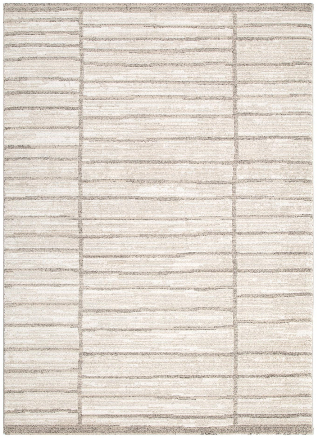 Clara Distressed Thick Lines Beige Grey Rug - C107 – view 2