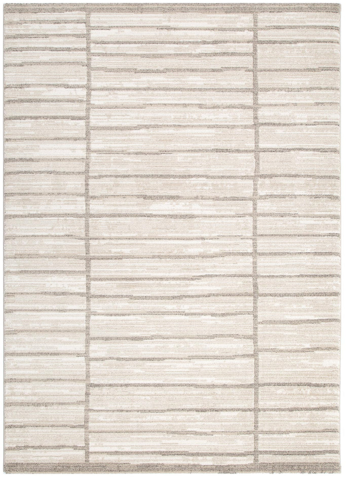 Clara Distressed Thick Lines Beige Grey Rug - C107 – view 2
