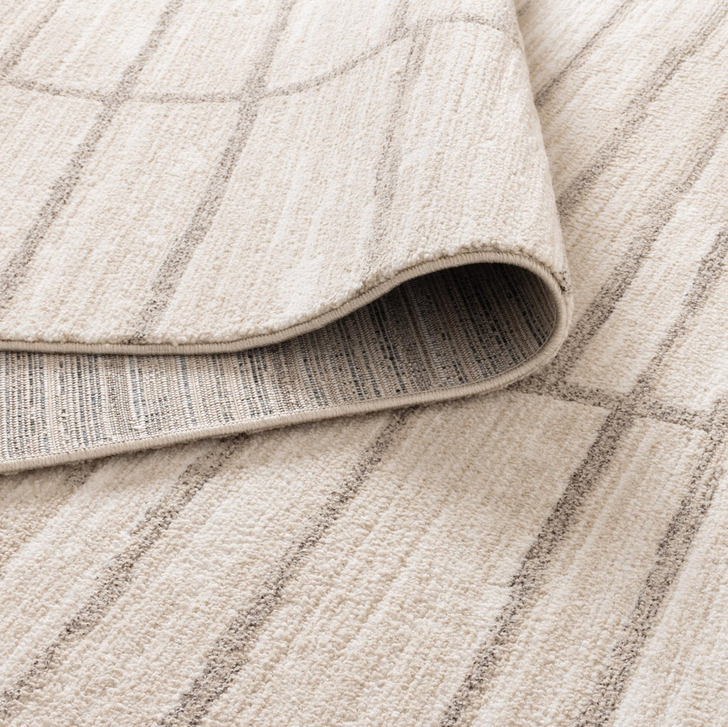 Clara Distressed Thick Lines Beige Grey Rug - C107 – view 4