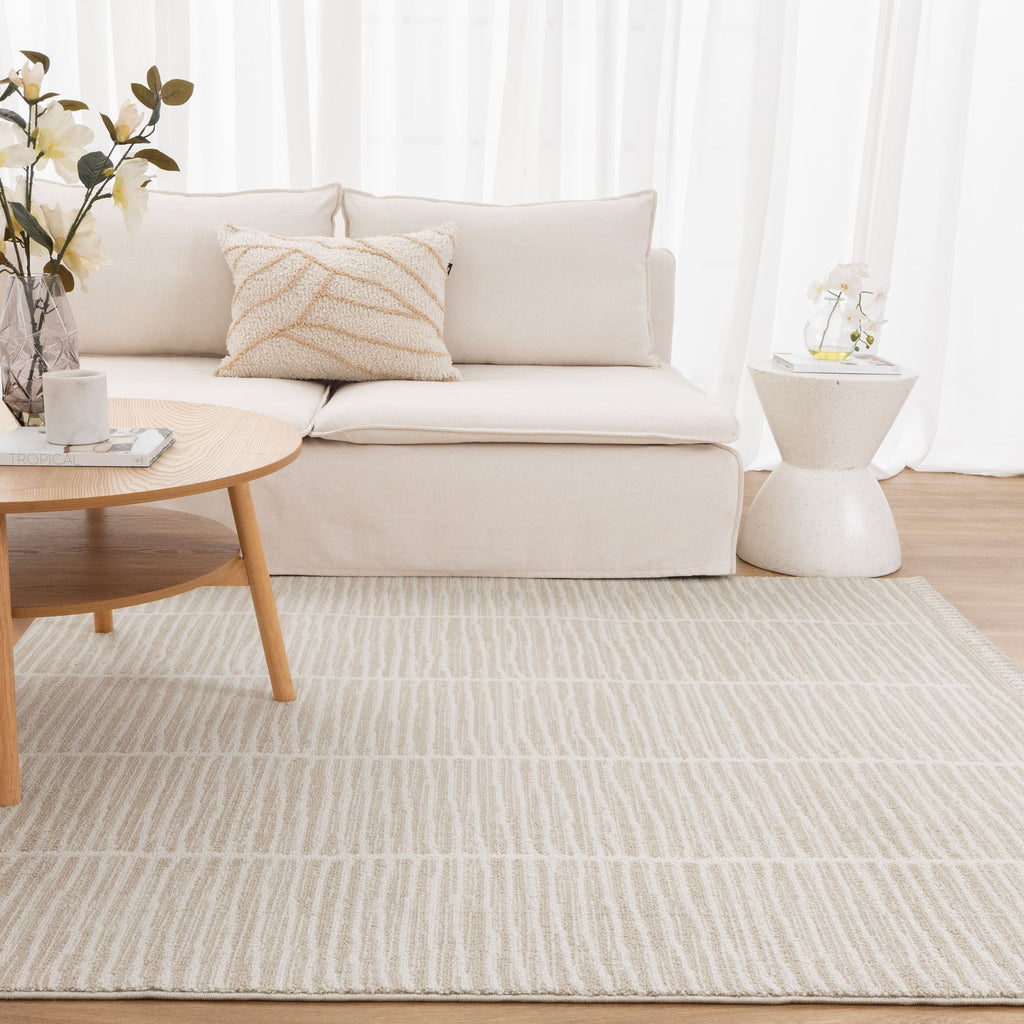 Clara Scandi Cream Rug - C108 styled with furniture