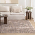 Cherie CH05 Beige Grey Distressed Lines Rug styled with furniture
