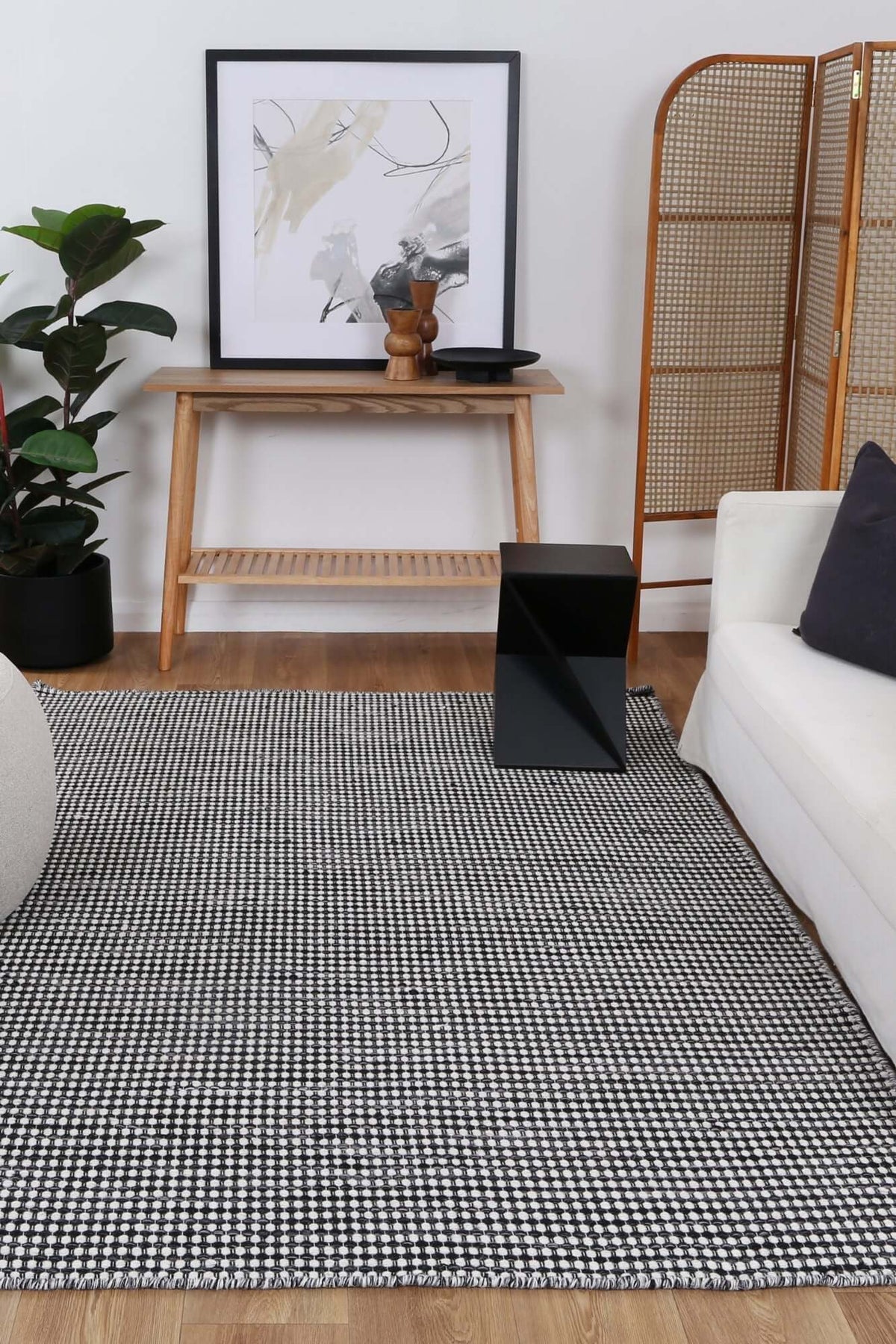 Nordic Charcoal Reversible Wool Rug lifestyle