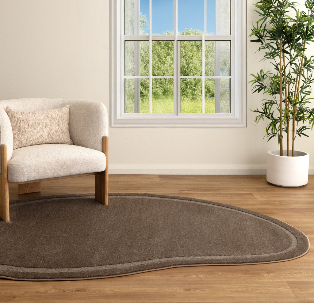 Nessa N800 Brown Jellybean Rug styled with furniture