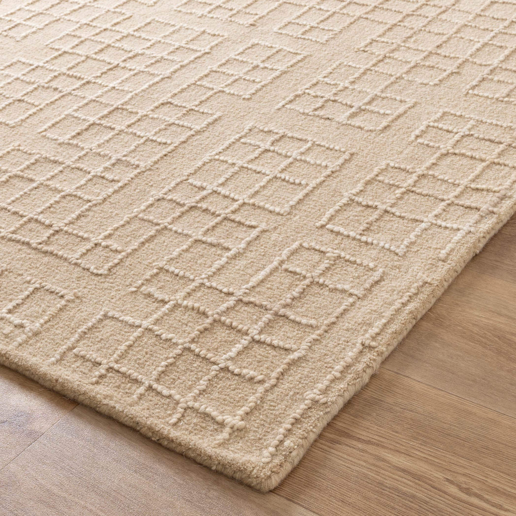 Abasco Croissant Beige Knitted Wool Rug detail