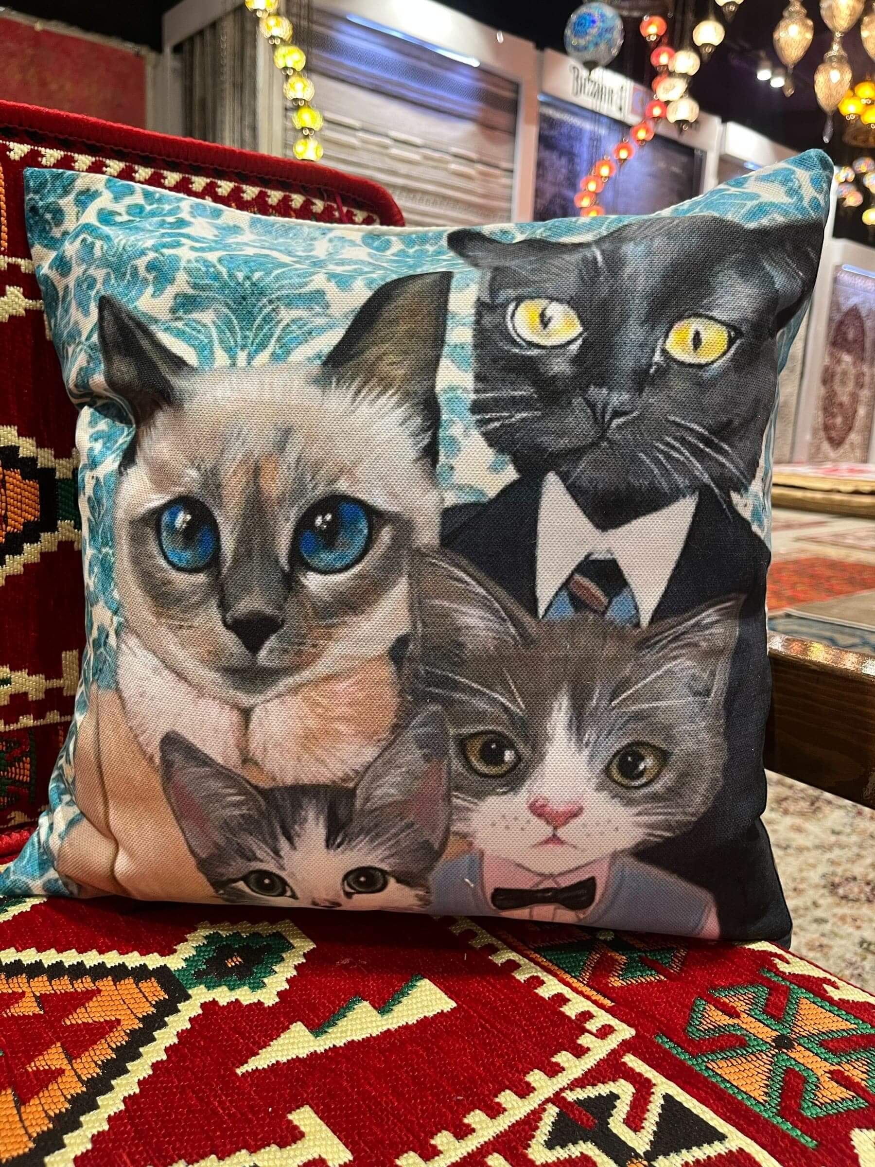 Cat Design Cushion (Family)-Cat Cushions, Cat Cushion Gifts, Gift Ideas, Christmas Gift ideas-Bazaar G Rugs N Gifts