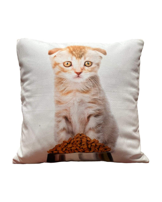 Cat Design Cushion (Lunch Time)-Cat Cushions, Cat Cushion Gifts, Gift Ideas, Christmas Gift ideas-Bazaar G Rugs N Gifts