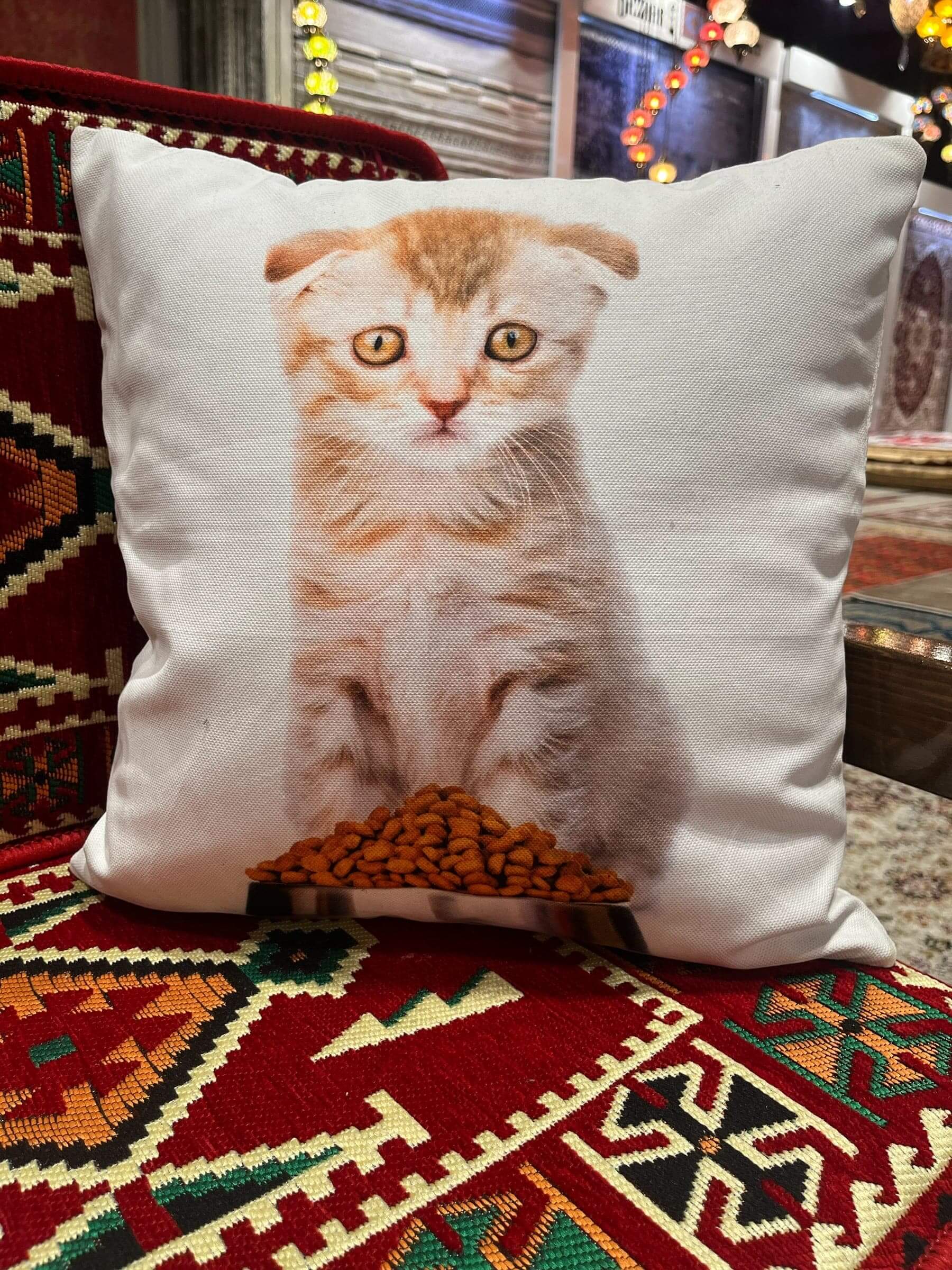 Cat Design Cushion (Lunch Time)-Cat Cushions, Cat Cushion Gifts, Gift Ideas, Christmas Gift ideas-Bazaar G Rugs N Gifts