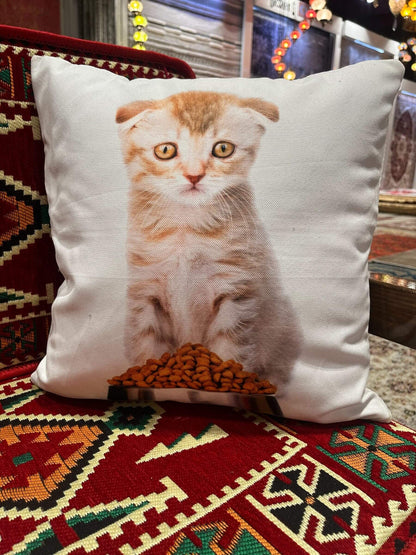 Cat Design Cushion (Lunch Time)-Cat Cushions, Cat Cushion Gifts, Gift Ideas, Christmas Gift ideas-Bazaar G Rugs N Gifts