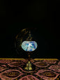Celestial Blue Turkish Mosaic Lamp - Crescent Moon Design-Shop the Celestial Blue Turkish Mosaic Lamp! Features soft blue and white crackled mosaic design with a crescent moon stand. Includes LED bulb. Perfect for gifting or home decor.-Bazaar G Rugs N Gi