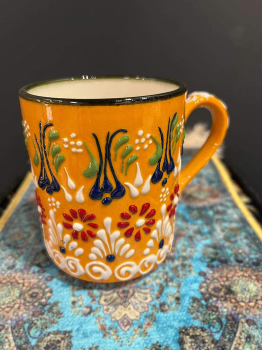 Ceramic Mug Yellow Colourful-Elevate your daily coffee or tea experience with our Ceramic Mug. Crafted with premium, safe materials, this mug features an ergonomic handle, classic design, and easy maintenance. Ideal for hot or cold beverages, it's a styli