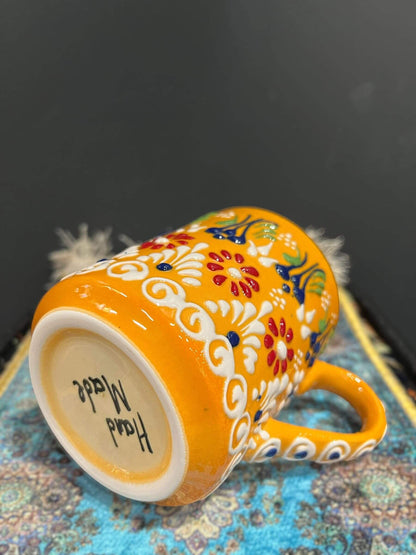 Ceramic Mug Yellow Colourful-Elevate your daily coffee or tea experience with our Ceramic Mug. Crafted with premium, safe materials, this mug features an ergonomic handle, classic design, and easy maintenance. Ideal for hot or cold beverages, it's a styli