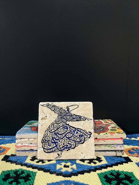 Stone Coaster Vintage Whirling Dervish Blue    