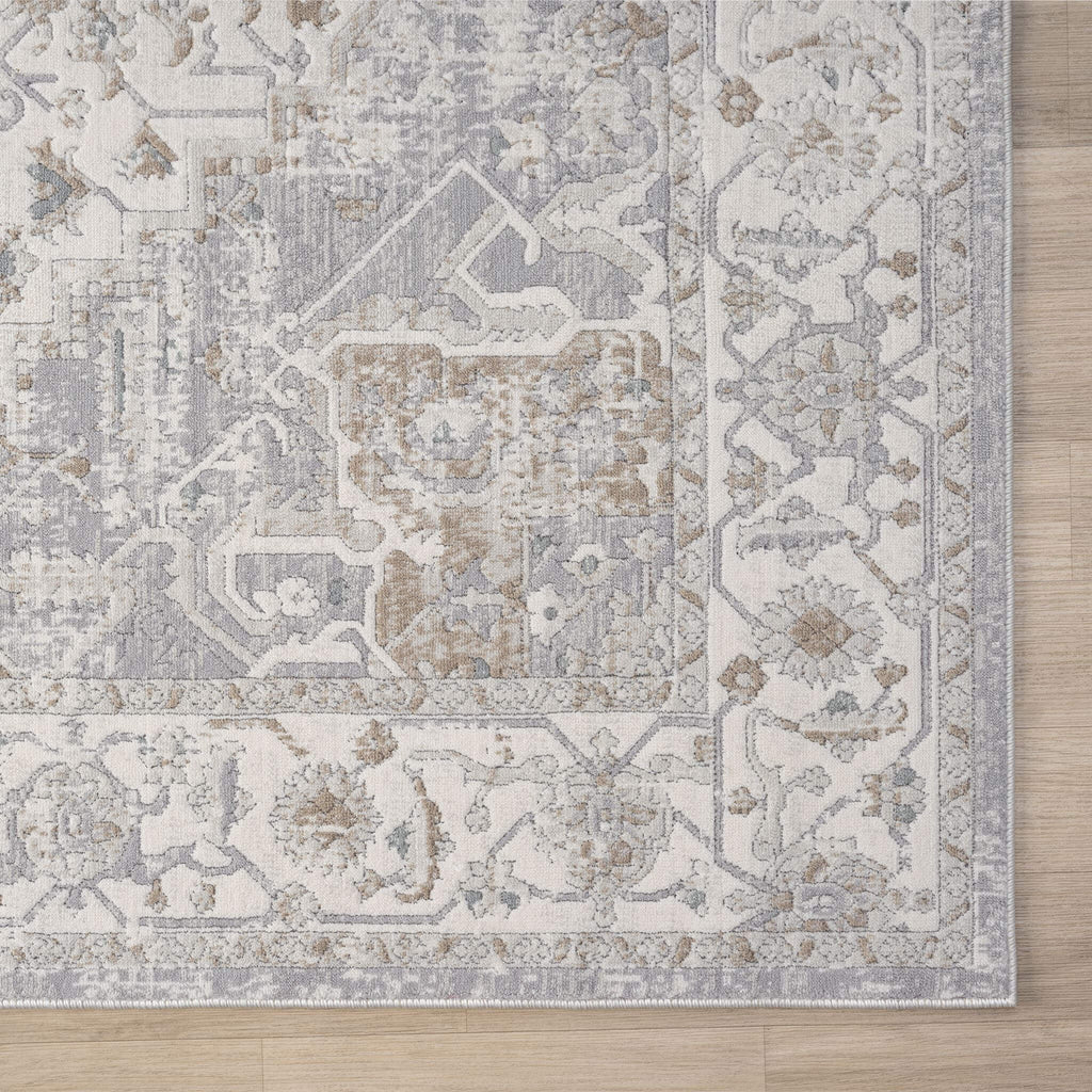 Cream Area Rug with plush, non-shed pile and all-side binding. Power-loomed in Türkiye for durable, easy-care elegance in living rooms and bedrooms.