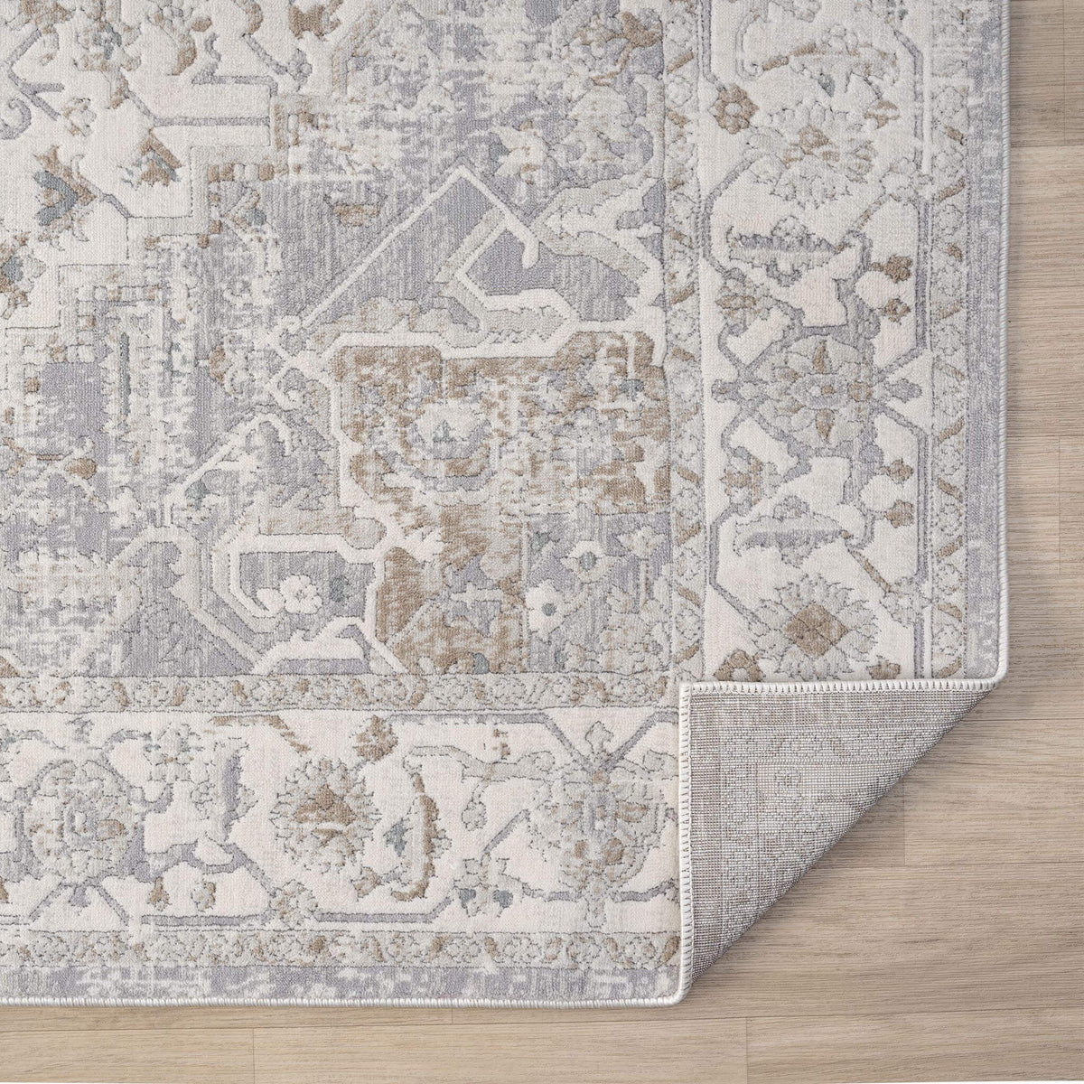 Cream Area Rug with plush, non-shed pile and all-side binding. Power-loomed in Türkiye for durable, easy-care elegance in living rooms and bedrooms.