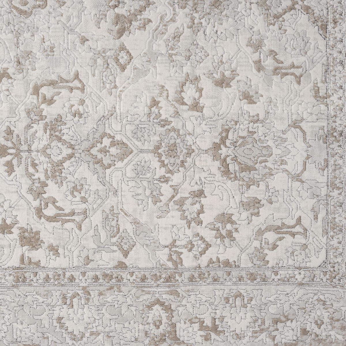 Cream Area Rug with plush, non-shed pile and all-side binding. Power-loomed in Türkiye for durable, easy-care elegance in modern living spaces