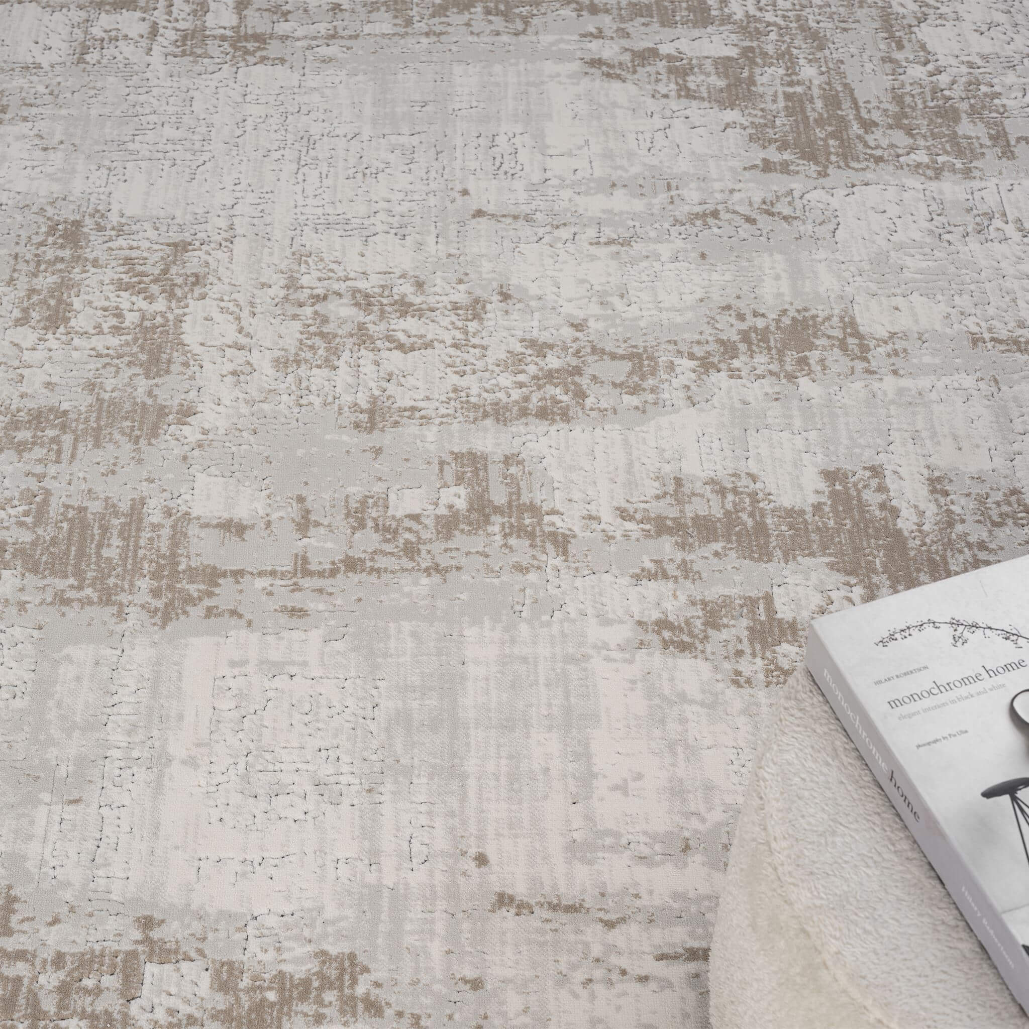 Cream Area Rug with plush, non-shed pile and all-side binding. Power-loomed in Türkiye for durable, easy-care elegance in modern living spaces.
