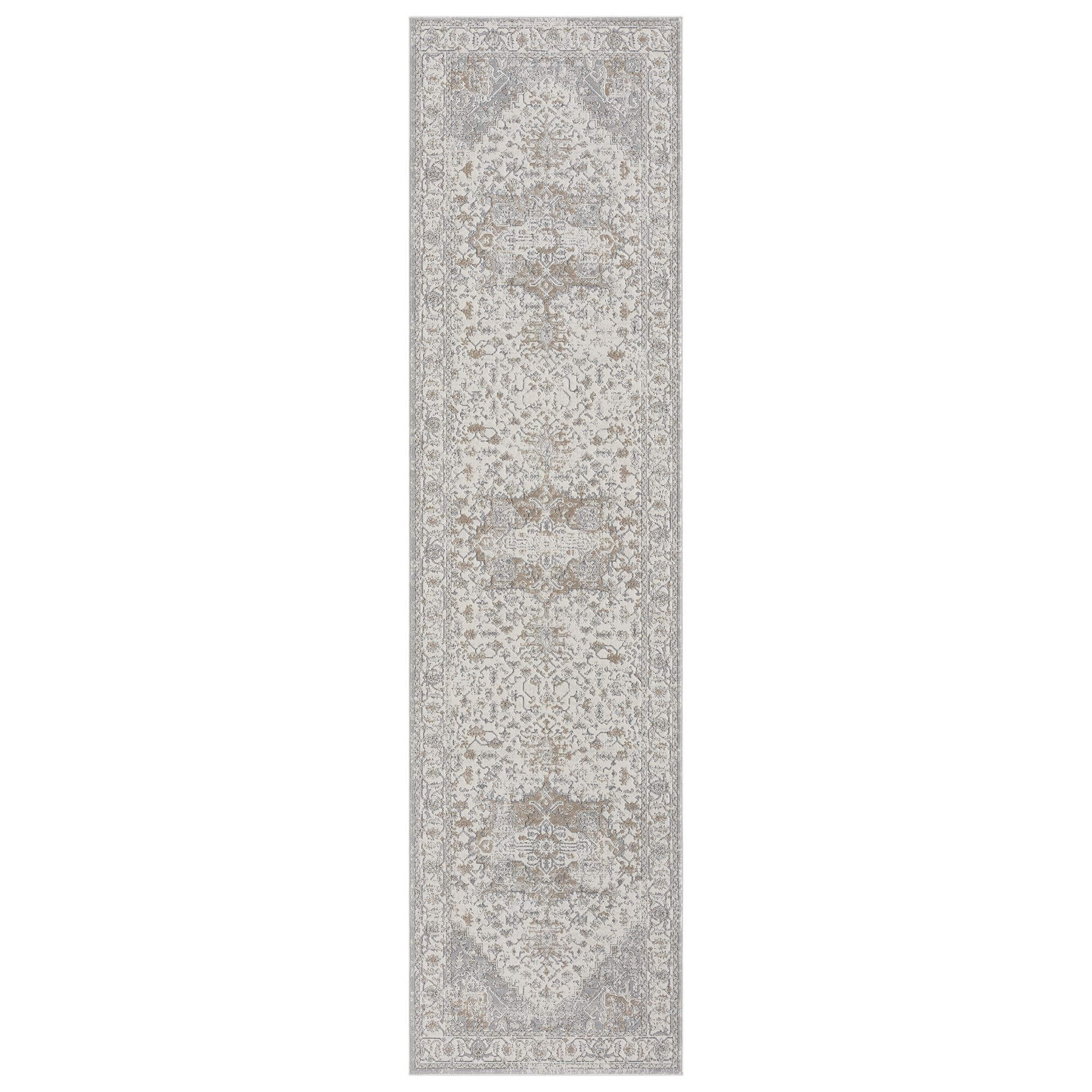 Cream Hallway Runner Rug with soft, non-shed pile and all-side binding. Power-loomed in Türkiye for durable, easy-care hallway style.