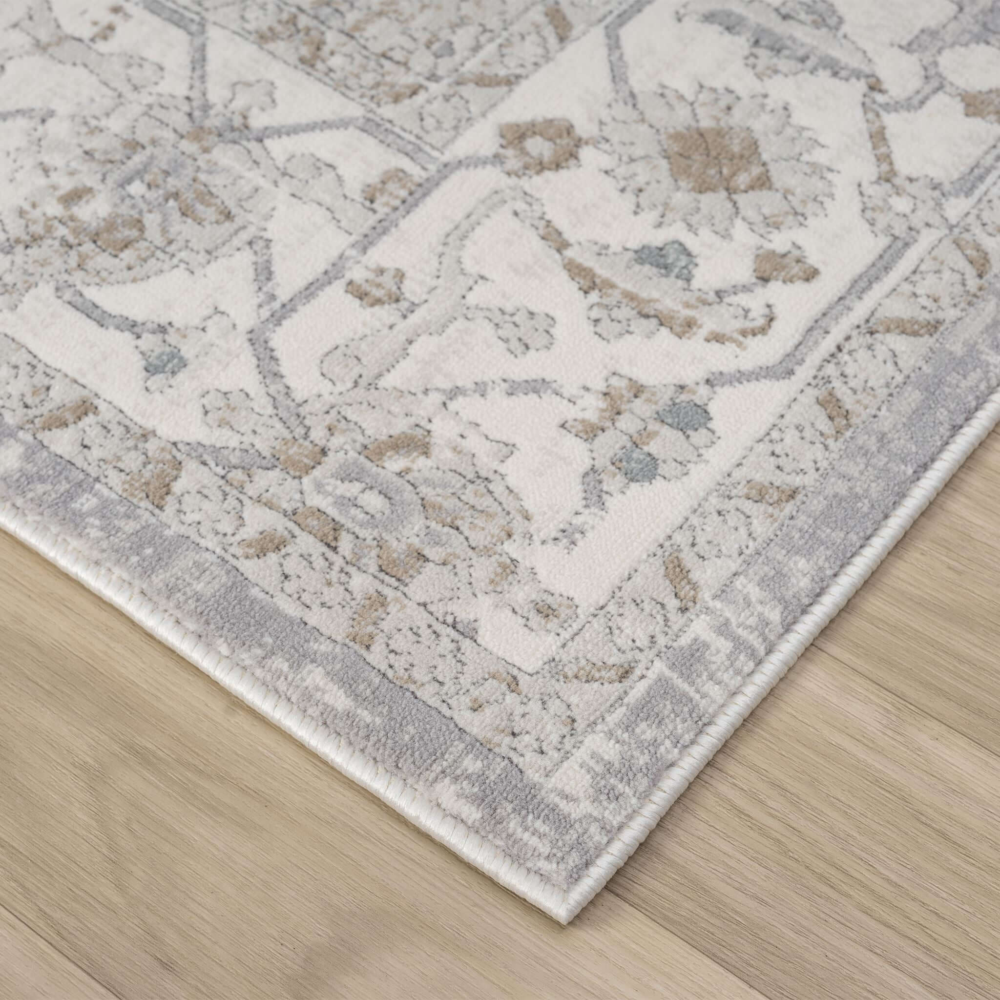 Cream Hallway Runner Rug with soft, non-shed pile and all-side binding. Power-loomed in Türkiye for durable, easy-care hallway style.
