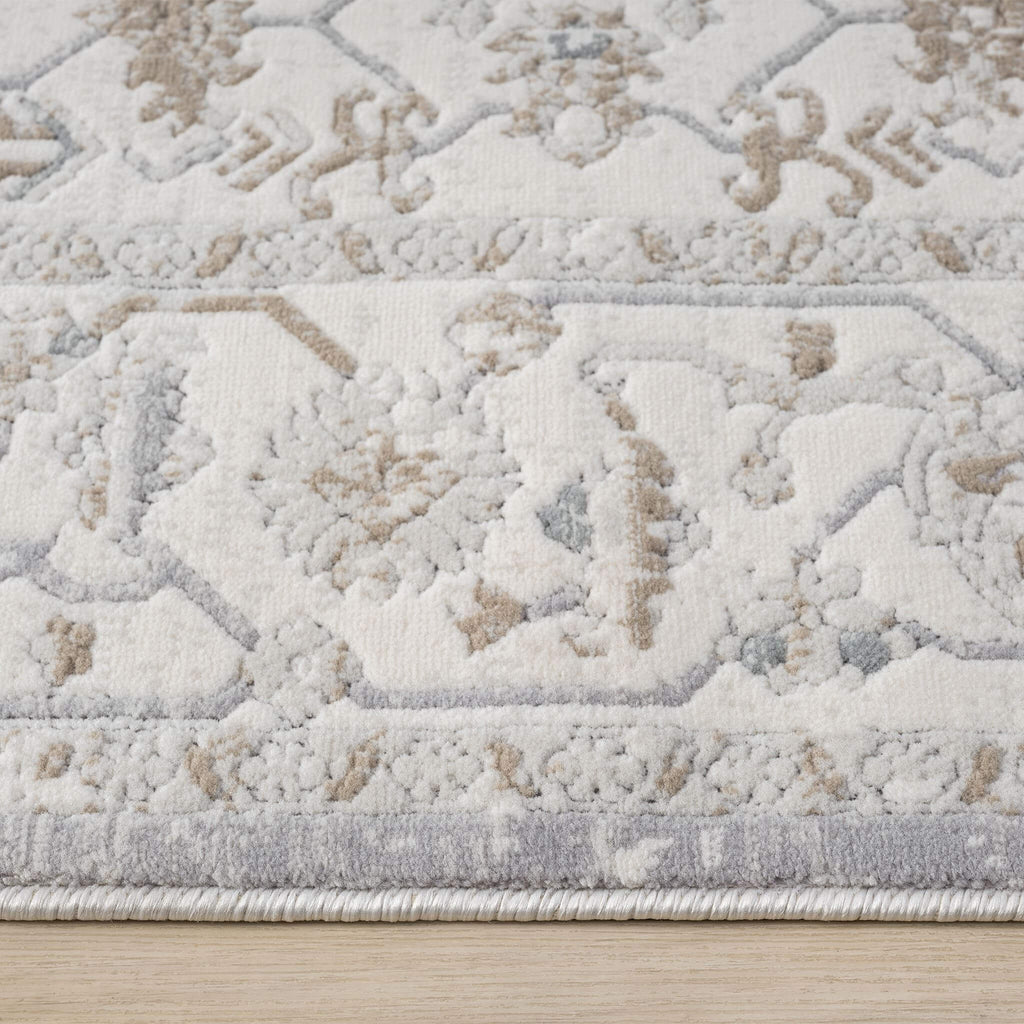 Cream Hallway Runner Rug with soft, non-shed pile and all-side binding. Power-loomed in Türkiye for durable, easy-care hallway style.