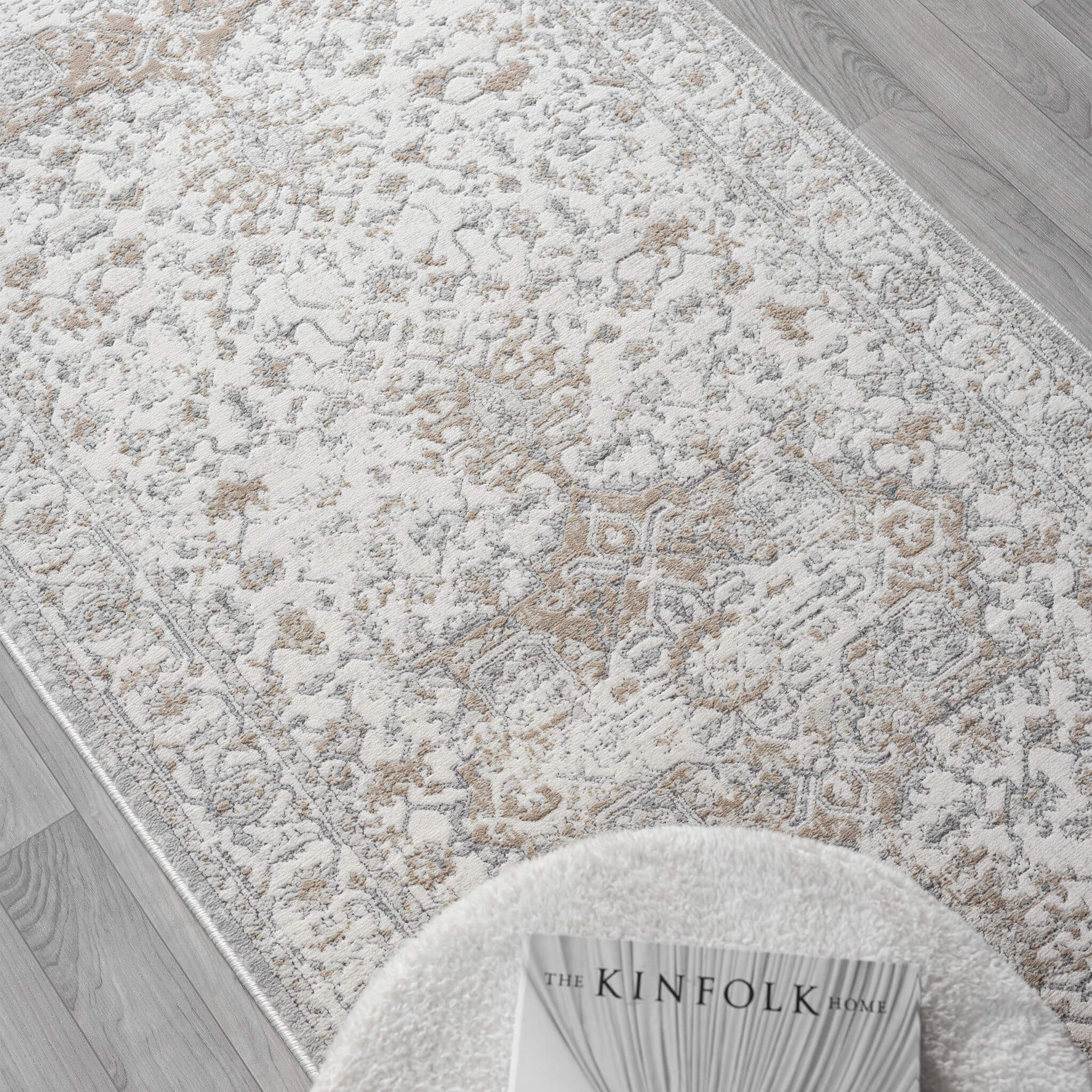 Cream Hallway Runner Rug with soft, non-shed pile and all-side binding. Power-loomed in Türkiye for durable, easy-care hallway style.