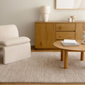 Dorado D010 Beige Minimalist Rug styled with furniture