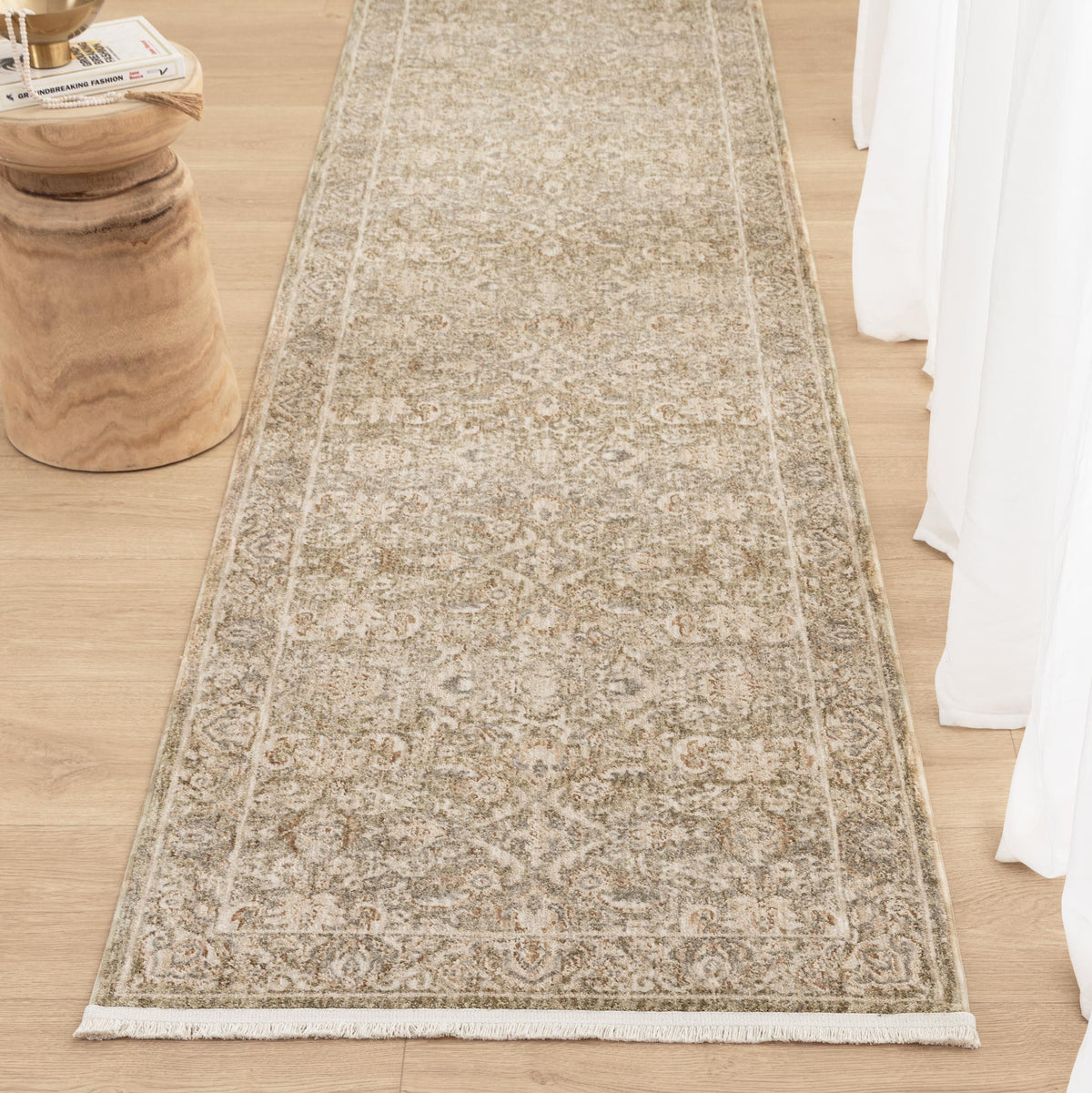 Delphine D102 Green Beige Vintage Rug – view 8