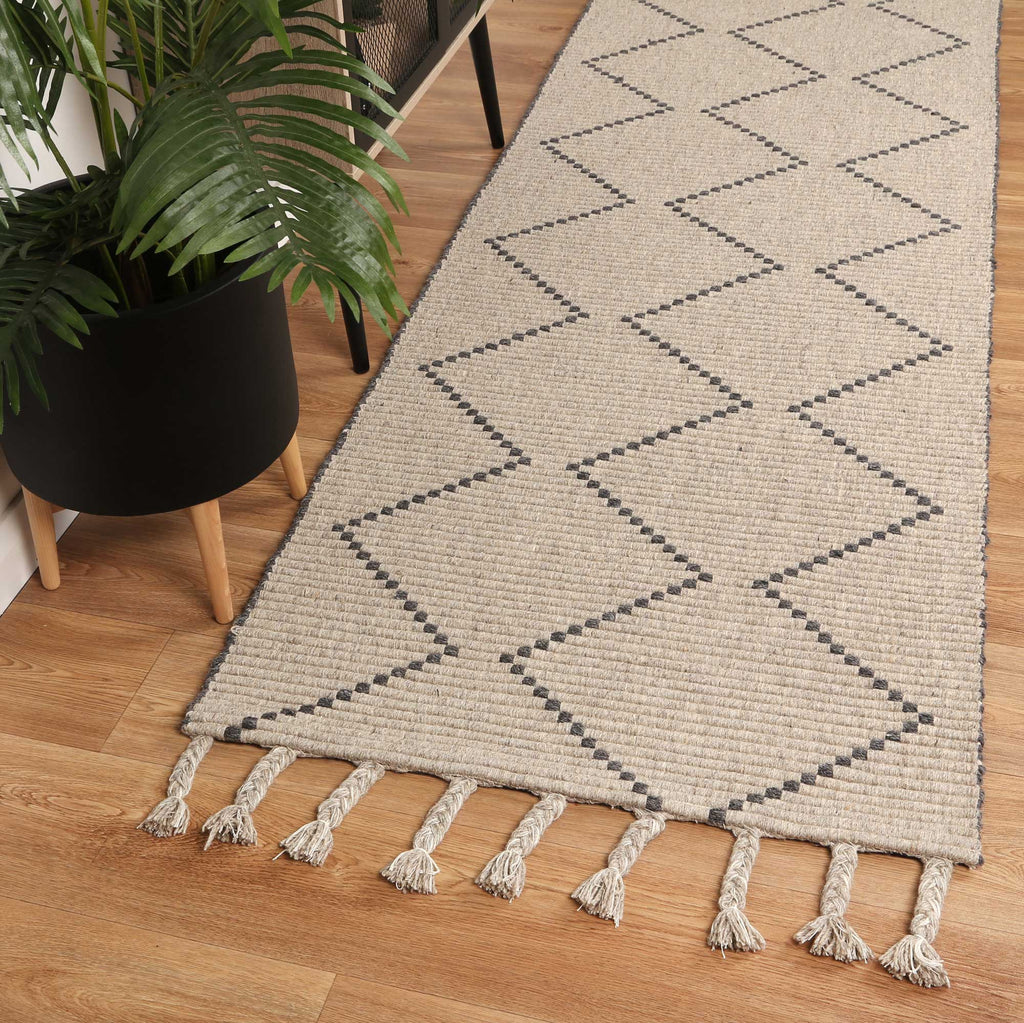 Goa Zig-Zag Wool Blend Ash Rug - D2ASH – view 8