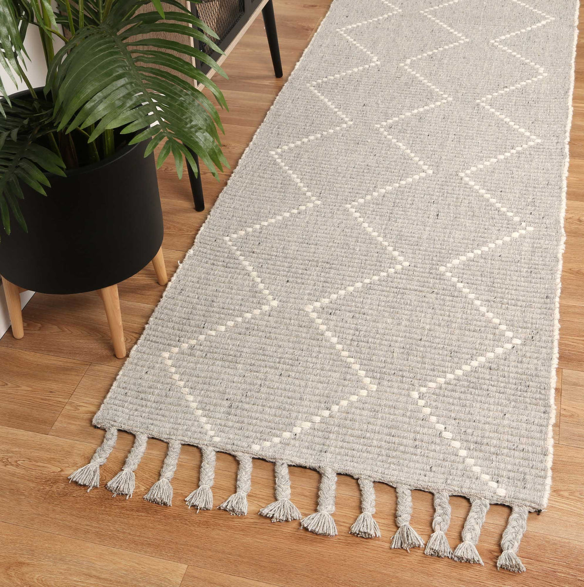 Goa Zig-Zag Wool Blend Grey Rug - D2GRE – view 8